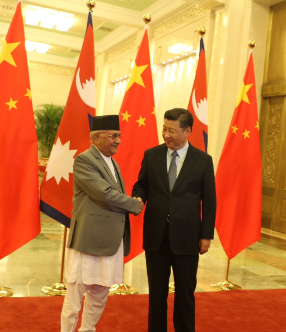 प्रधानमन्त्री ओली र चिनियाँ राष्ट्रपति सी चिनफिङबीच भेटघाट, चिनियाँ रेल काठमाडौं पुग्नेमा सी आश्वस्त