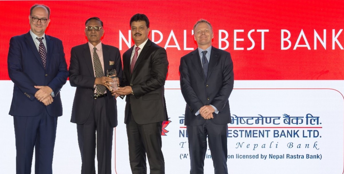 युरोमनी एक्सिलेन्स–उत्कृष्ट बैंक पुरस्कार नेपाल इन्भेष्टमेण्ट बैंकलाई प्रदान