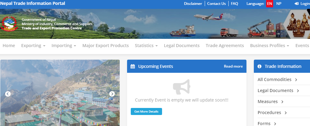 ‘नेपाल ट्रेड इन्फर्मेशन पोर्टल’ सञ्चालनमा, आयात निर्यात सहजीकरणमा टेवा पुग्ने