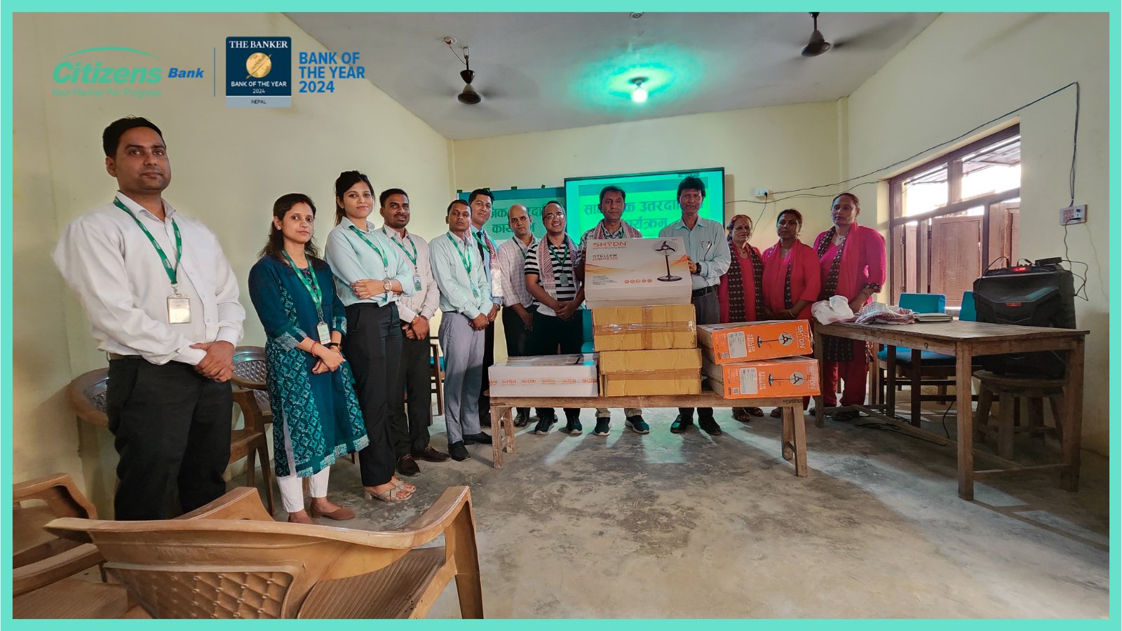 सिटिजन्स बैंकद्वारा श्री संकट मोचन देवसरन रामरती माध्यमिक विद्यालयलाई पंखाहरु वितरण