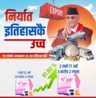 ‘नेपालको निर्यात ८१.८० प्रतिशतले वृद्धि’