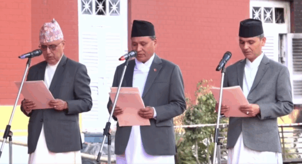 अन्तरिम सरकारका तीन मन्त्रीले लिए सपथ