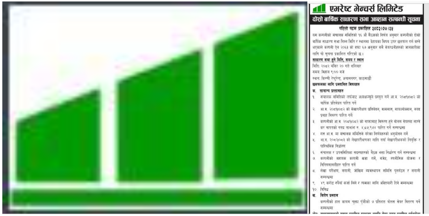 एभरेष्ट भेन्चर्सले पहिलो बर्ष नै सात प्रतिशत बोनस शेयर वितरण गर्ने
